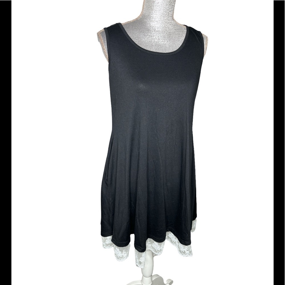 Sanifer Women Summer Tunic Dress Lace Tank Dress Sleeveless T-Shirt Dress